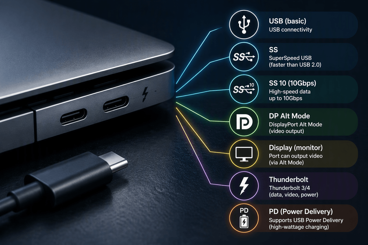 Seven USB-C Symbols That Reveal Your Port’s Capabilities